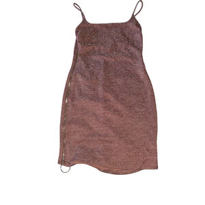 Women's MEEK S Rose Gold Shimmer Glitter Cami Mini Dress #79
